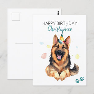 Deutscher Schäferhund Personalisiert Alles Gute zu Postkarte