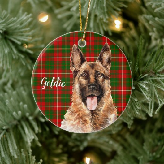 Deutscher Schäferhund Personalisiert Keramik Ornament (Baum)