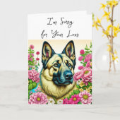 Deutscher Schäferhund | Pet Loss Beileid Karte (Gelbe Blume)