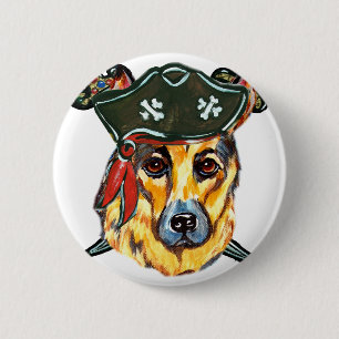 Deutscher Schäferhund-Pirat Button