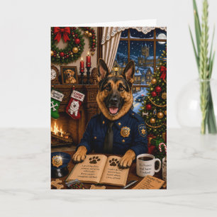 Deutscher Schäferhund Polizei Feiertag Feiertagskarte