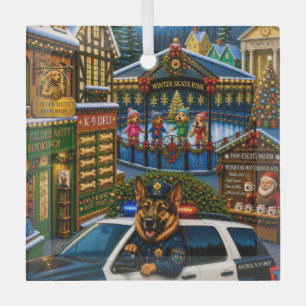 Deutscher Schäferhund Polizei Feiertag Ornament Aus Glas