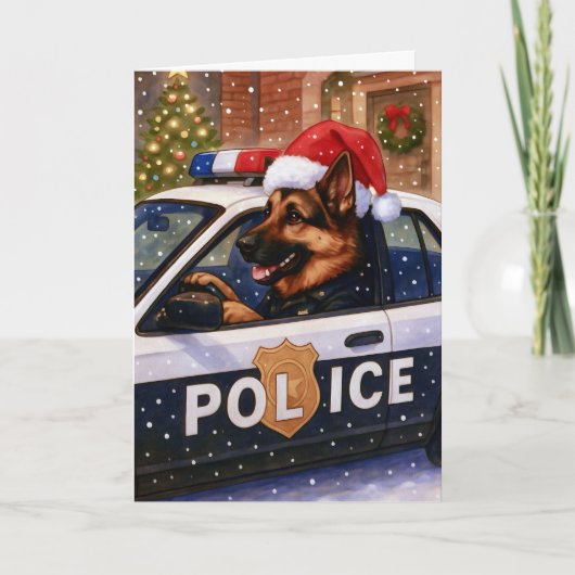 Deutscher Schäferhund Polizei Feiertagskarte (Vorderseite)
