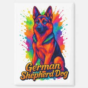 Deutscher Schäferhund Pop Kunst, Dichtung und Musi Magnet