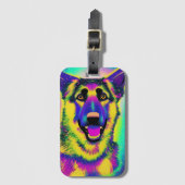 Deutscher Schäferhund Pop Kunst Gepäckanhänger (Vorderseite Vertikal)