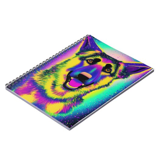 Deutscher Schäferhund Pop Kunst Notizblock (Linke Seite)