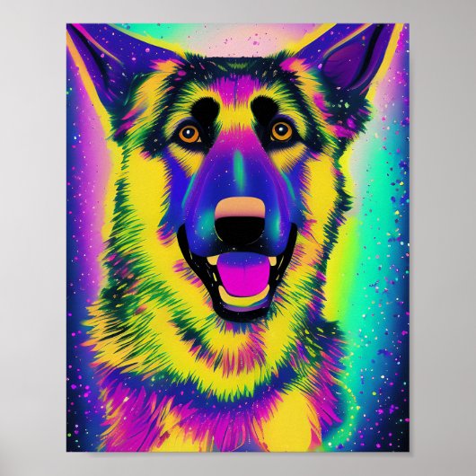 Deutscher Schäferhund Pop Kunst Poster (Vorne)