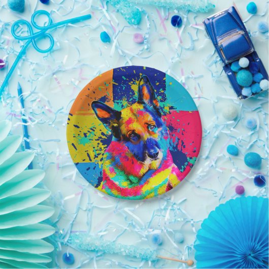 Deutscher Schäferhund - Pop Kunstmuseum Pappteller (Party)
