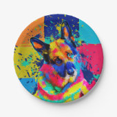 Deutscher Schäferhund - Pop Kunstmuseum Pappteller (Vorderseite)