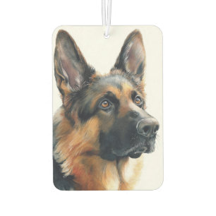 Deutscher Schäferhund-Porträt Aquarell Autolufterfrischer