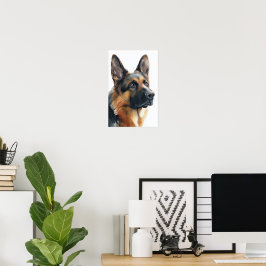 Deutscher Schäferhund-Porträt Aquarell Poster