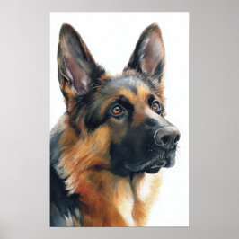 Deutscher Schäferhund-Porträt Aquarell Poster