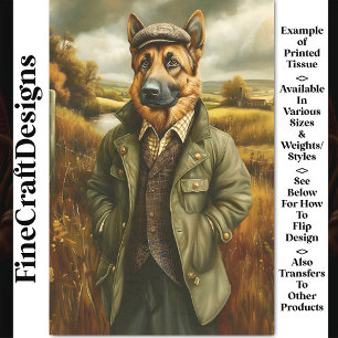 Deutscher Schäferhund-Porträt, Landschaft CG9 Deco Seidenpapier