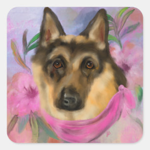 DEUTSCHER SCHÄFERHUND       QUADRATISCHER AUFKLEBER