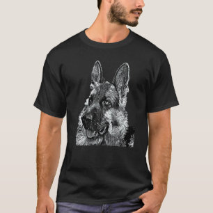 Deutscher Schäferhund Rasse Haustier Schwarz-Weiß- T-Shirt