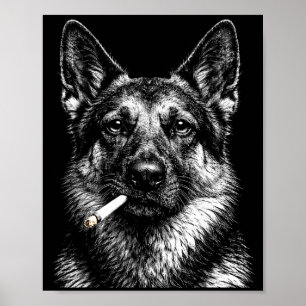 Deutscher Schäferhund raucht lustiger Gangster-Hun Poster