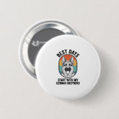 Deutscher Schäferhund Retro Art Vintage Hunde Lieb Button (Vorne & Hinten)