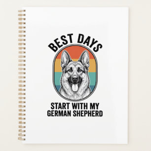Deutscher Schäferhund Retro Art Vintage Hunde Lieb Planer