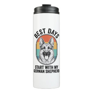 Deutscher Schäferhund Retro Art Vintage Hunde Lieb Thermosbecher