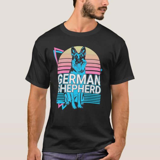 Deutscher Schäferhund Retro T-Shirt (Vorderseite)