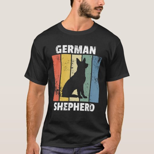 Deutscher Schäferhund Retro Vintag Dog Design T-Shirt (Vorderseite)