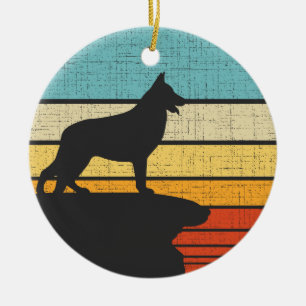 Deutscher Schäferhund Retro Vintage 60er 70er Hund Keramik Ornament