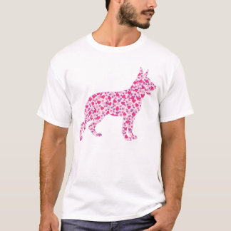 Deutscher Schäferhund rosa Herzen der Liebe T-Shirt