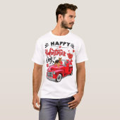 Deutscher Schäferhund Roter Lkw Happy Valentinstag T-Shirt (Vorne ganz)