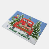 Deutscher Schäferhund Roter Vintager Lkw Familienn Fußmatte (Schrägansicht)