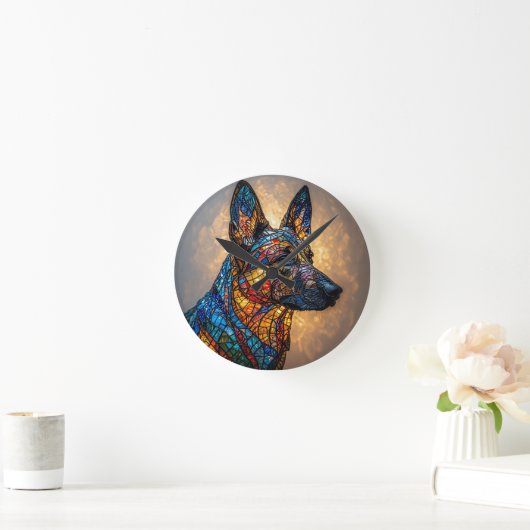 Deutscher Schäferhund Runde Wanduhr (Zuhause)