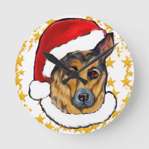 DEUTSCHER SCHÄFERHUND RUNDE WANDUHR