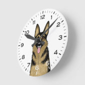 Deutscher Schäferhund Runde Wanduhr (Winkel)