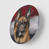 Deutscher Schäferhund Runde Wanduhr (Winkel)