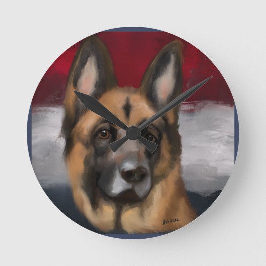 Deutscher Schäferhund Runde Wanduhr (Vorderseite)