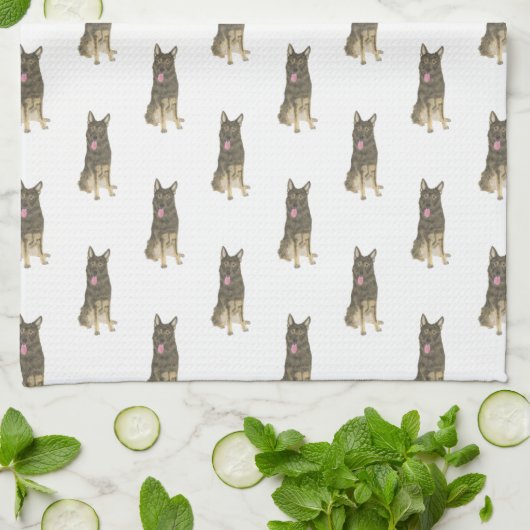 Deutscher Schäferhund (Sable) Geschirrtuch (Gefaltet)