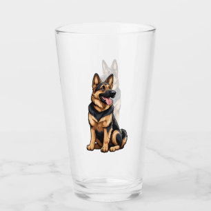 Deutscher Schäferhund schaut nach rechts Glas