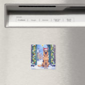 Deutscher Schäferhund Schnee Stadttor Weihnachtsma Magnet (In Situ (Geschirrspüler))