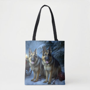 Deutscher Schäferhund Schneebedeckter Schlitten We Tasche
