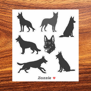 Deutscher Schäferhund Schwarz Silhouetten Set Aufkleber