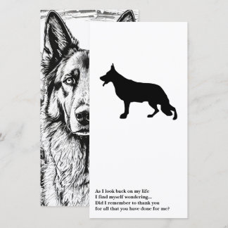 Deutscher Schäferhund schwarze Silhouette Dankeskarte