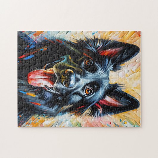 Deutscher Schäferhund Schwarzer Hund Akryllische P Puzzle (Horizontal)