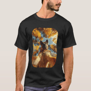 Deutscher Schäferhund Selfie Herbstblätter Herbst  T-Shirt