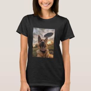 Deutscher Schäferhund Selfie mit UFOs Außerirdisch T-Shirt