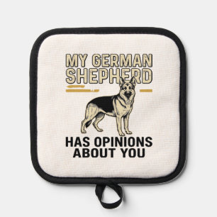 Deutscher Schäferhund-Shirt Lustige Vintage-Prägun Topflappen