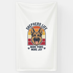 Deutscher Schäferhund-Shirt Retro-Gravur Hunde-Lie Banner