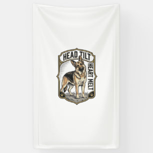 Deutscher Schäferhund-Shirt Vintage-Gravur Kopfnei Banner