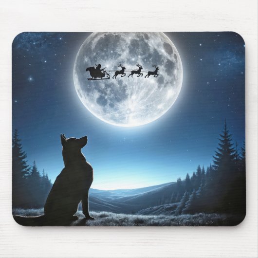 Deutscher Schäferhund sieht Santa zu Mousepad (Vorne)