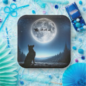 Deutscher Schäferhund sieht Weihnachtsmann und Ren Pappteller (Party)