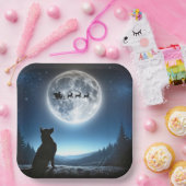 Deutscher Schäferhund sieht Weihnachtsmann und Ren Pappteller (Party)