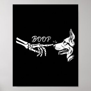 Deutscher Schäferhund Skeleton Hand Boop Halloween Poster